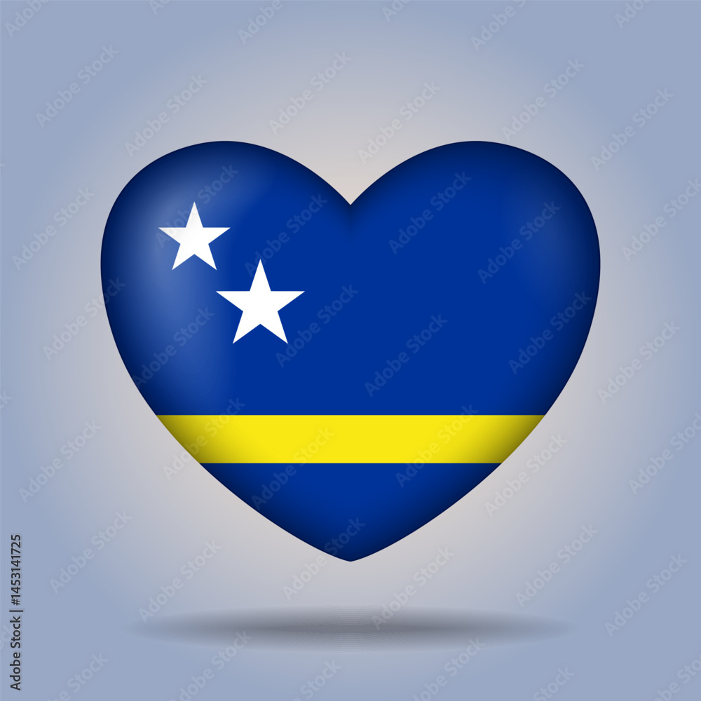 Curacao flag heart button Isolated on color gradient background. Exclusive Icon flag Curacao flag heart button Isolated on color gradient background. Exclusive Icon flag