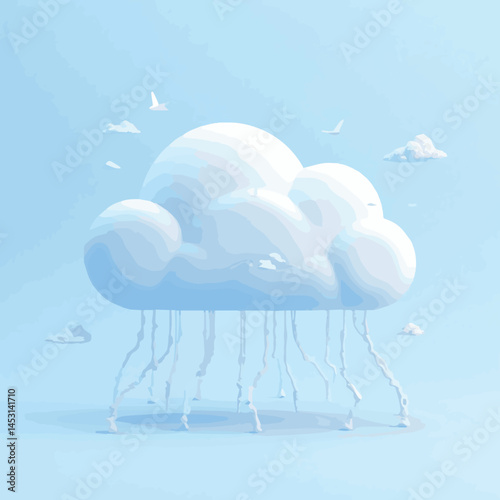 Dreamy Weather Atmosphere with Storm Clouds, Fog, and Mist – Abstract Sky Patterns Featuring Snowfall, Lightning, Soft Breezes, Frosty Precipitation, and Moody Pastel Skies for Seasonal Climate Design