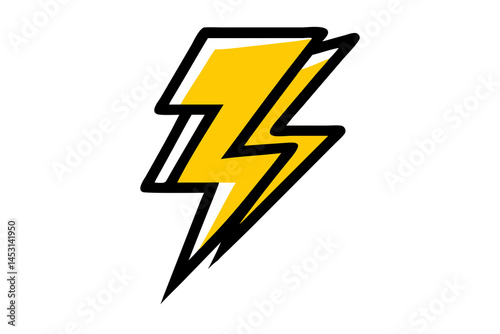 Electricity Bolt Icon: A vibrant yellow lightning bolt icon, the embodiment of raw energy and dynamic force. The bold black outline accentuates its electrifying form.