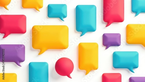 Seamless pattern of colorful speech bubbles on white background, pattern, design element, wallpaper