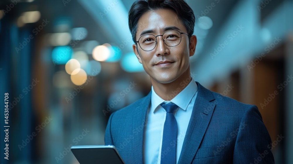 Fototapeta premium Confident Asian Businessman with Tablet