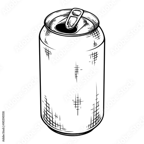 vector tin bottle with hand drawn line art illustration