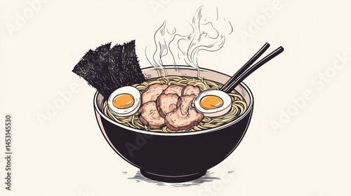 Delicious Ramen Bowl: A Culinary Illustration