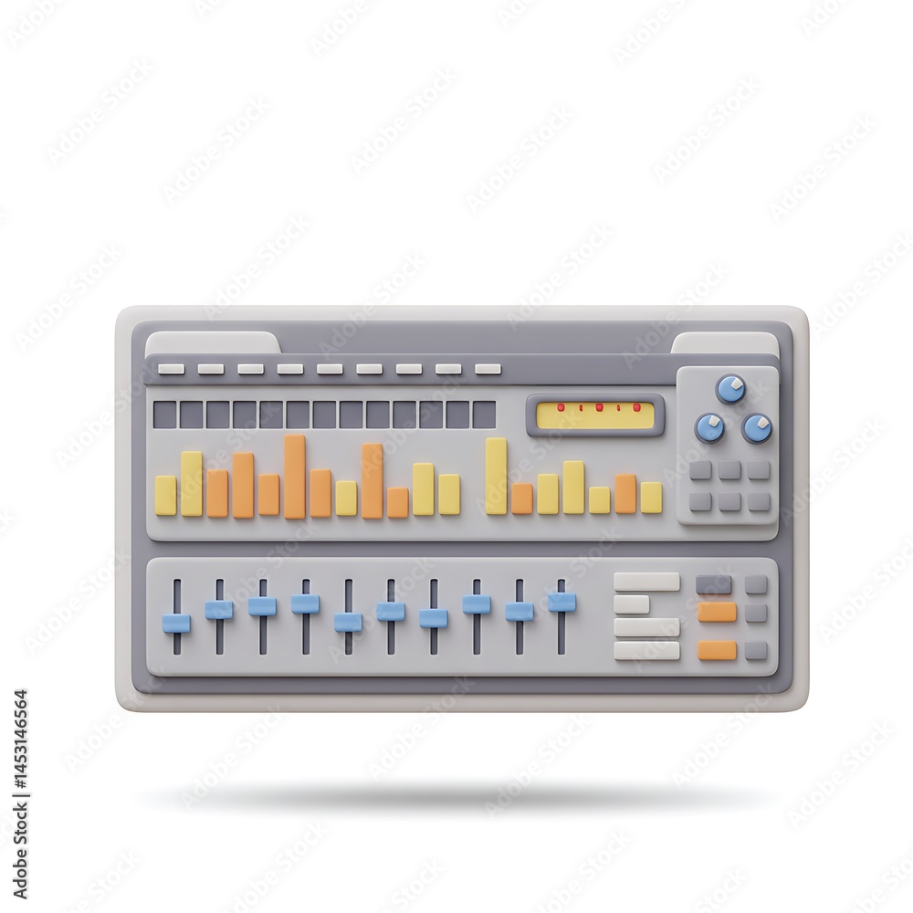 Flat cartoon audio editor with waveforms Flat cartoon audio editor with waveforms