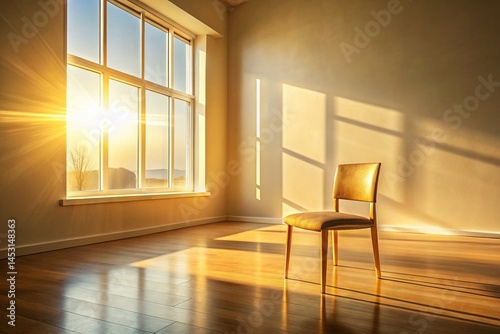 Bright Room with Large Windows and Solitary Chair - Perfect for Food Photography
