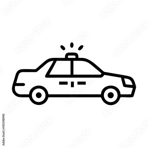 Police Car Icon for Law Enforcement and Security Themes