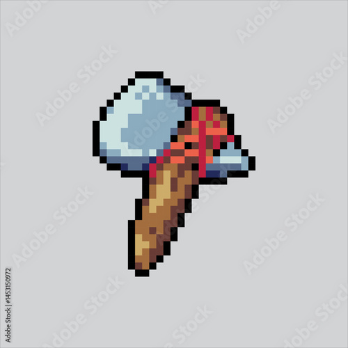 Pixel art illustration Primitive Axe. Pixelated Caveman Axe. Primitive Axe Caveman Weapon Icon pixelated for the pixel art game and icon for website and video game. old school retro.