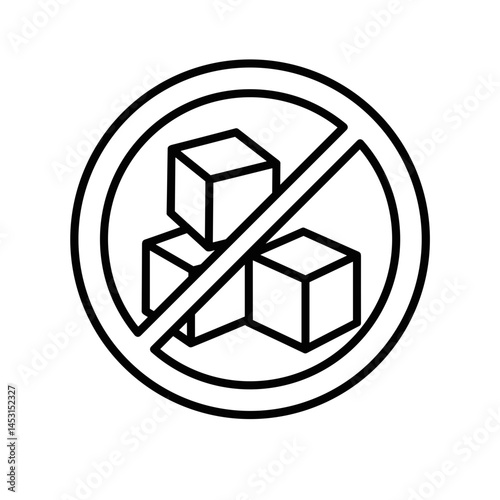 No Sugar Symbol with Cubes in a Prohibit Sign  