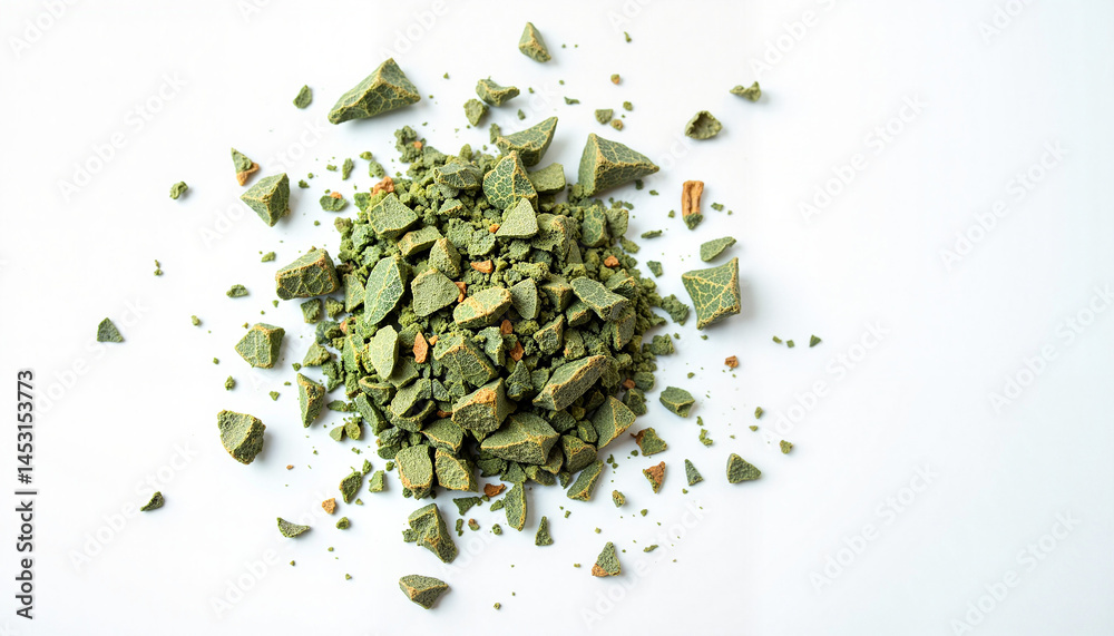 Green Crushed Herb Pile on White Background for Thanksgiving