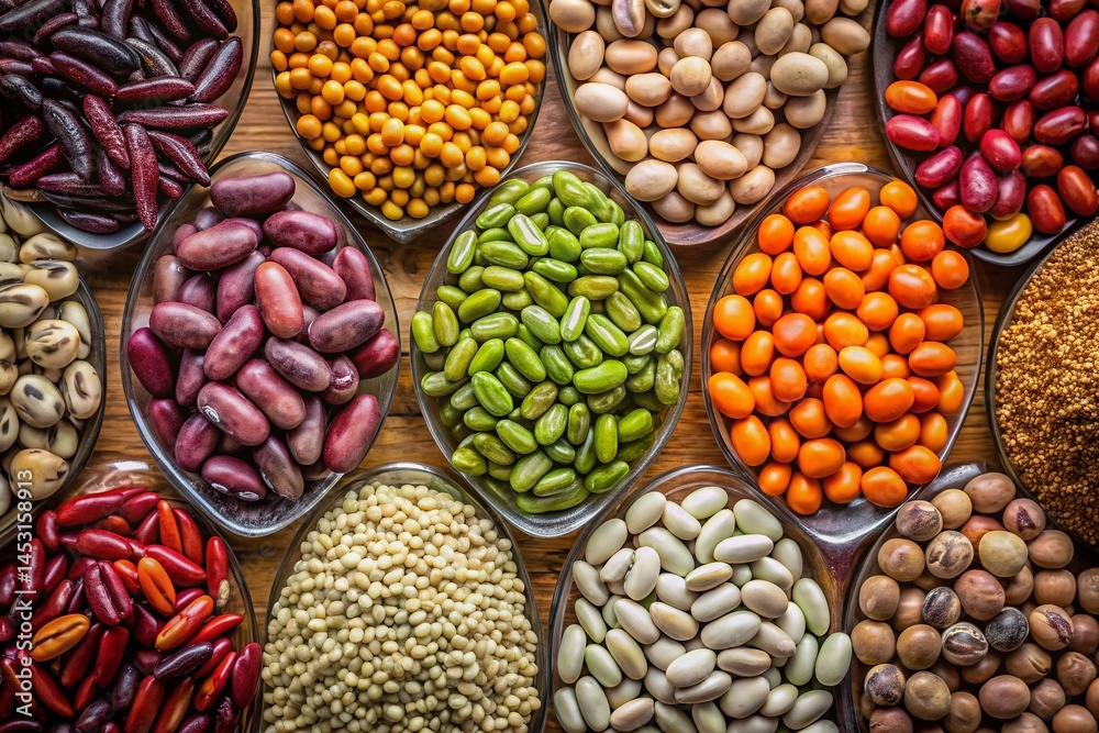 Obraz premium Double Exposure: Dry Beans & Sprouting Seeds - Healthy Legumes