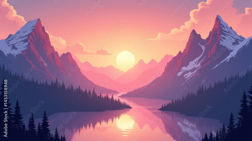 Obraz premium Tranquil Beauty: Sunset Serenity in Nature