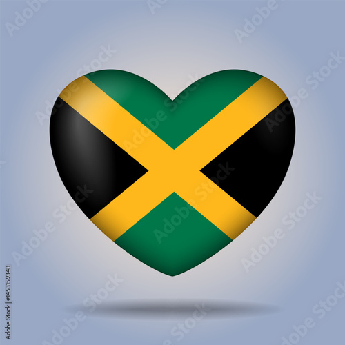 Jamaica flag heart button Isolated on color gradient background. Exclusive Icon flag