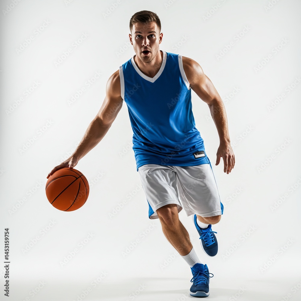 Isolated Powerful Basketball Player Dribbling Studio Shot of a Muscular Athlete in Action Isolated Powerful Basketball Player Dribbling Studio Shot of a Muscular Athlete in Action