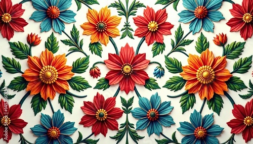 Intricate floral textile design, repeating motif, floral, repeat