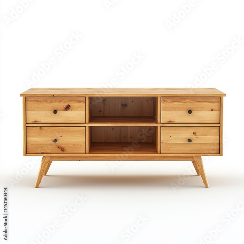 Wallpaper Mural A wooden media console isolated on white background Torontodigital.ca