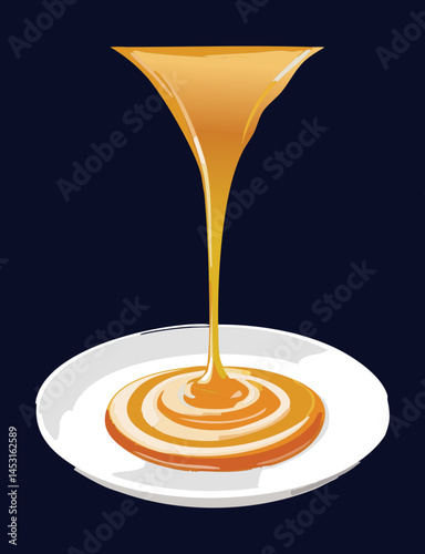 pouring sauce in a plate - vector illustration