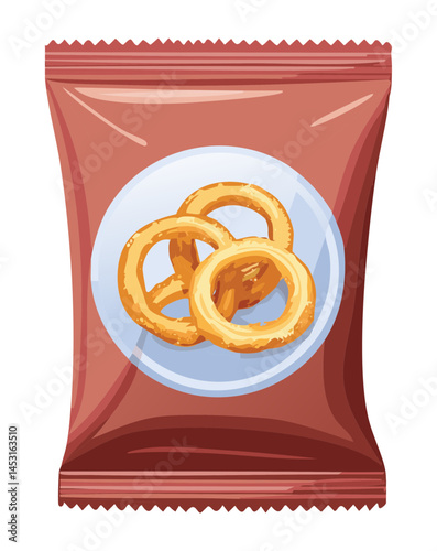 Onion Rings Snack Bag - vector illustration