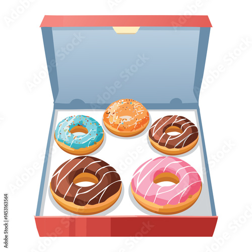 set box of donut dessert snack - vector illustration