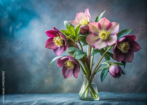 Elegant Hellebores Winter Bloom Minimalist Low Light Photography