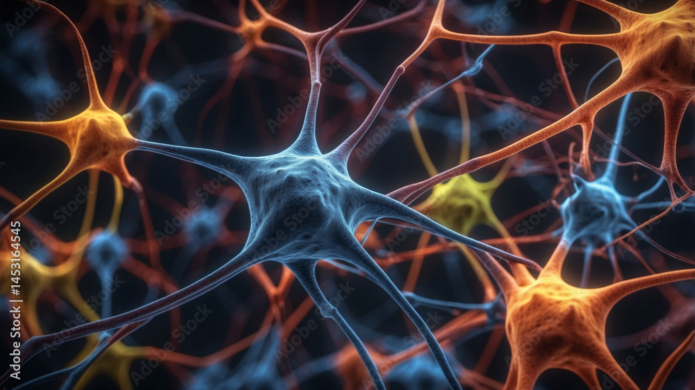 Vibrant illustration of interconnected neurons, showcasing neural network connections in the brain. Vibrant illustration of interconnected neurons, showcasing neural network connections in the brain.