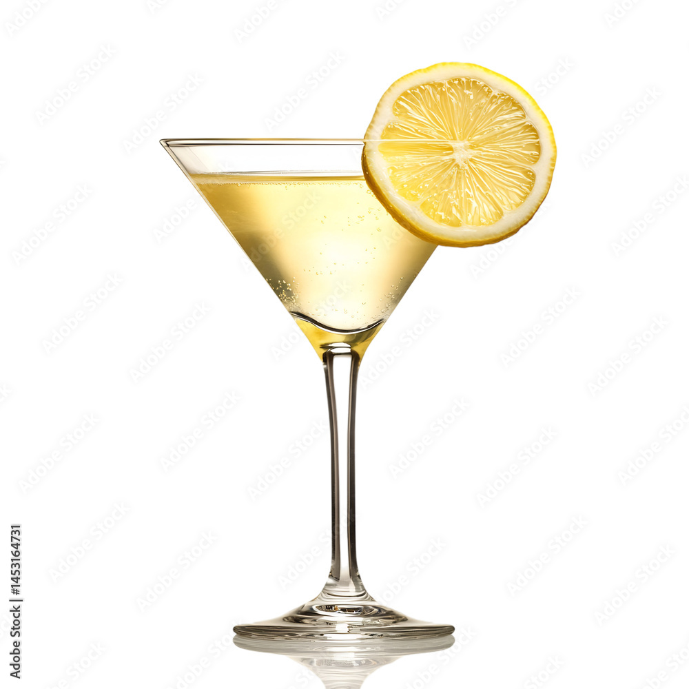 Lemonade in Martini Glass with Lemon Slices Isolated on Transparent Background Lemonade in Martini Glass with Lemon Slices Isolated on Transparent Background