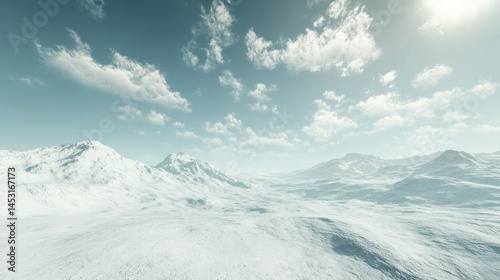 Wallpaper Mural Vast snowy mountain landscape with clear blue sky and scattered clouds in a remote winter wilderness scene perfect for cold weather and outdoor adventure themes Torontodigital.ca