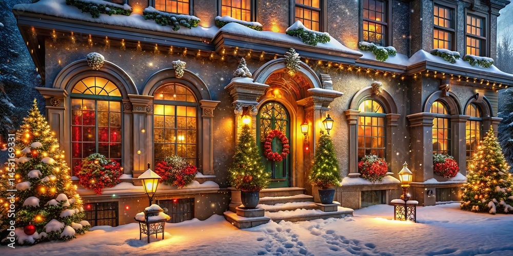 Fototapeta premium Festive Christmas Architecture: Spreading Holiday Cheer