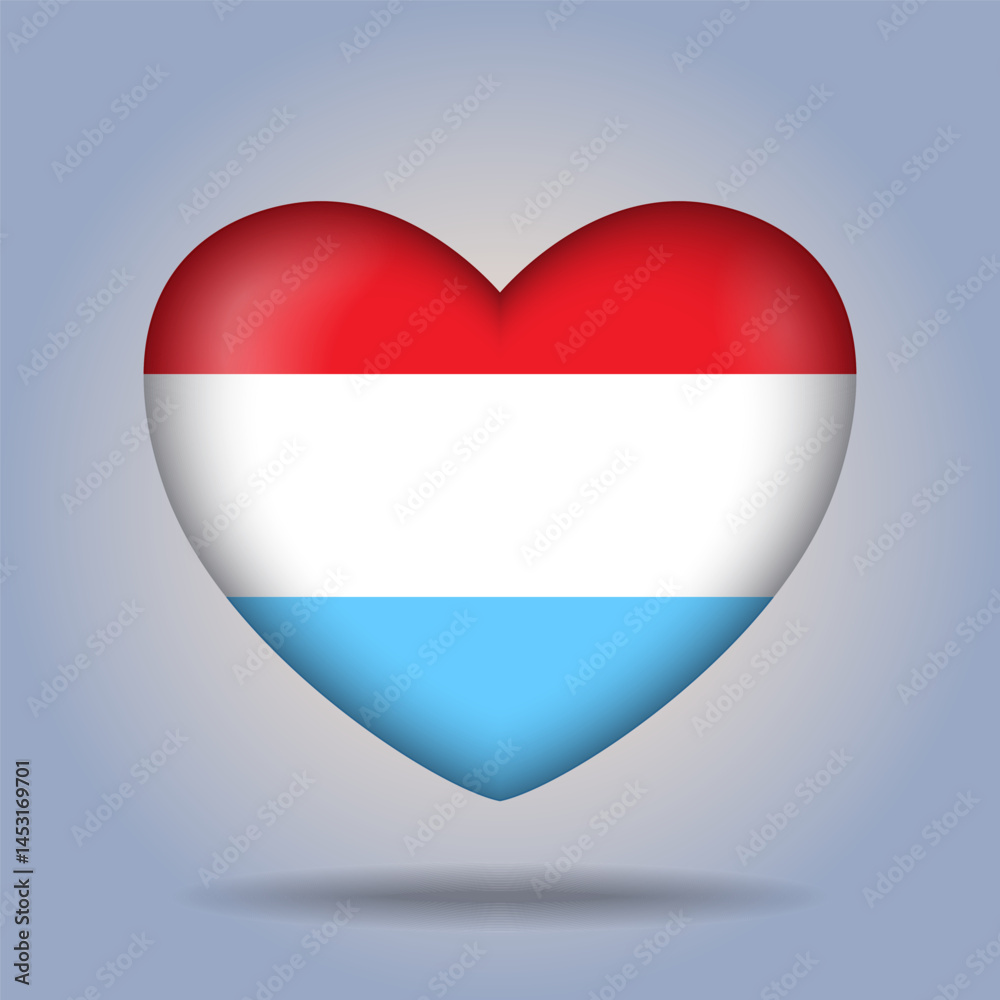 Luxembourg flag heart button Isolated on color gradient background. Exclusive Icon flag Luxembourg flag heart button Isolated on color gradient background. Exclusive Icon flag