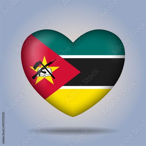 Mozambique flag heart button Isolated on color gradient background. Exclusive Icon flag Free Download Mozambique flag heart button Isolated on color gradient background. Exclusive Icon flag - GFXLoad