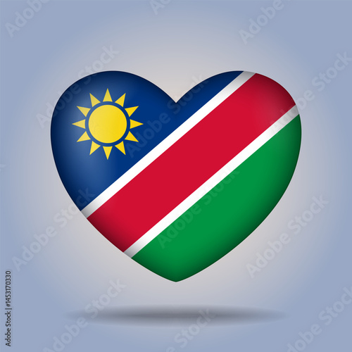 Free Download Namibia flag heart button Isolated on color gradient background. Exclusive Icon flag - GFXLoad
