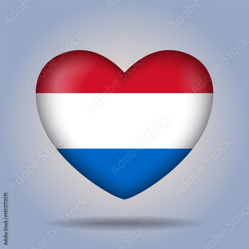Free Download Netherlands flag heart button Isolated on color gradient background. Exclusive Icon flag - GFXLoad