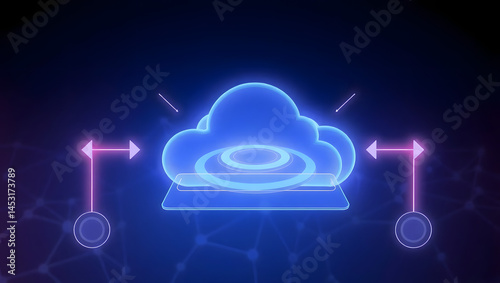 Glowing Cloud Computing Icon Data Transfer & Network