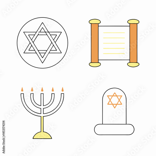 Israel vector illustration of a set of symbols of jewish passover