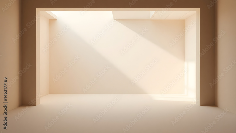 Abstract Minimalist Room with Sunlight Streaming Through Openings
