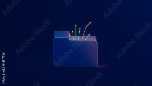 Obraz na płótnie Data Visualization Abstract Folder Icon with Colorful Data Streams w salonie