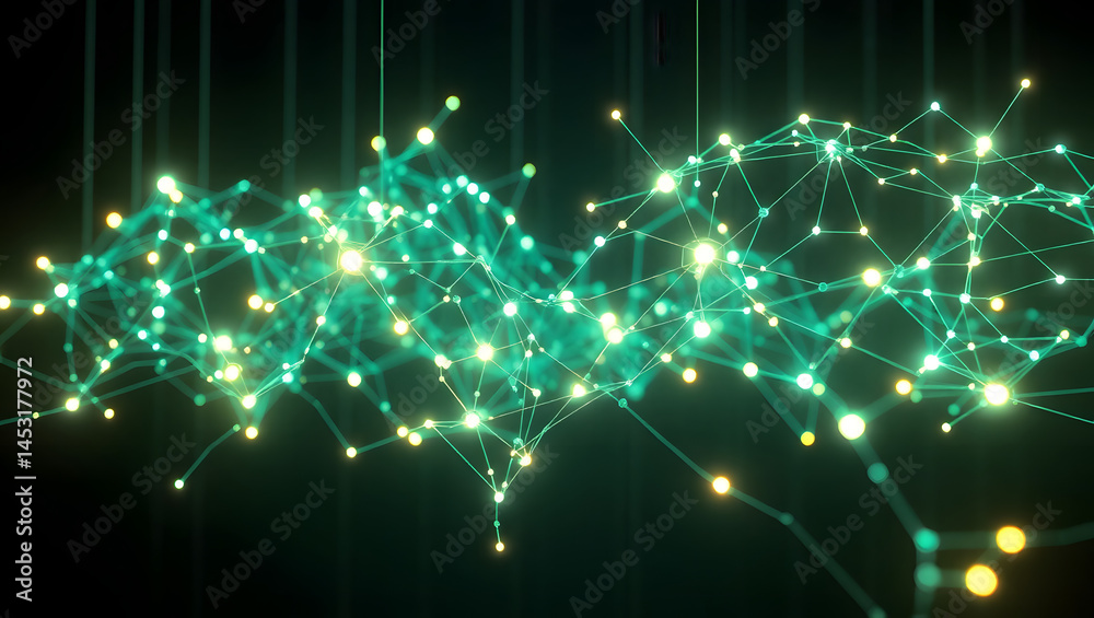 Stylized Glowing Neural Network Web Abstract AI Art