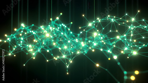Obraz na płótnie Stylized Glowing Neural Network Web Abstract AI Art w salonie
