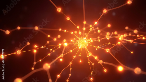 Obraz na płótnie Glowing Neural Network Abstract Art of Interconnected Nodes w salonie