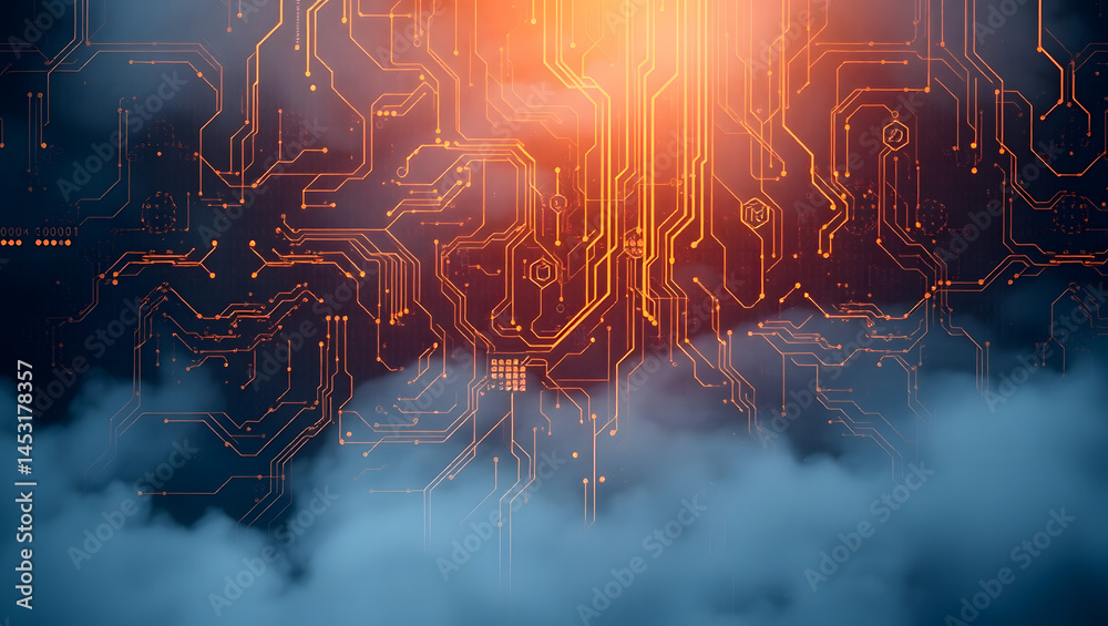 Glowing Circuit Board Background Abstract Tech Texture