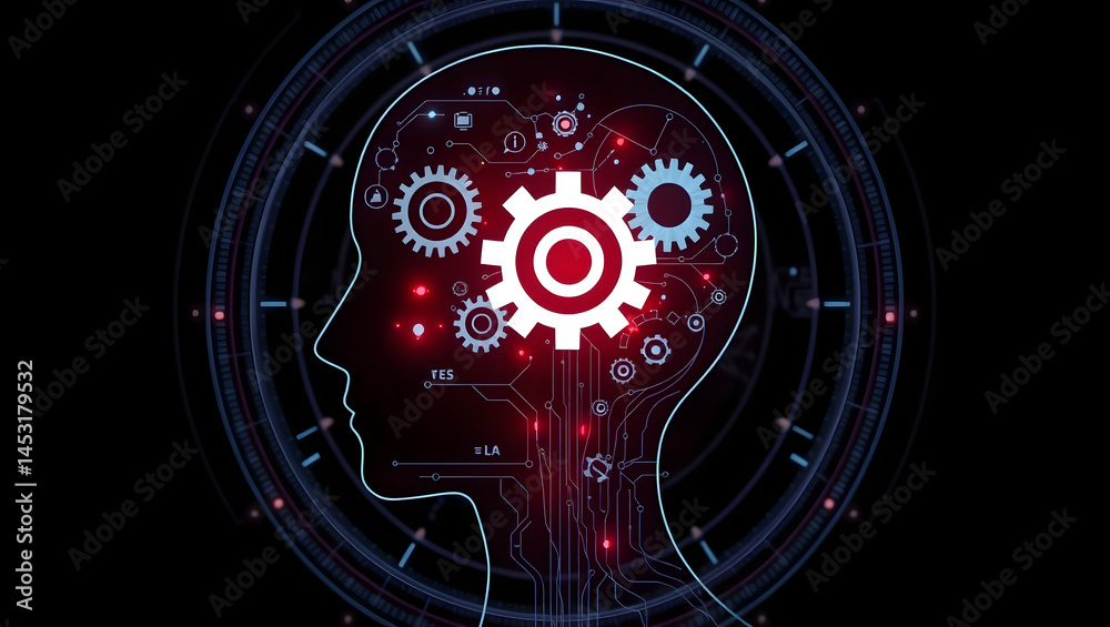 AI Mind Artificial Intelligence, Cognitive Technology, Neural Networks, Machine Learning Concept