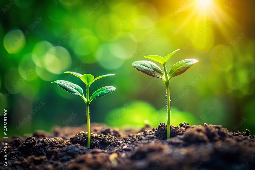 Lush Green Foliage: Two Small Leafed Plants in a Pot Lush Green Foliage: Two Small Leafed Plants in a Pot
