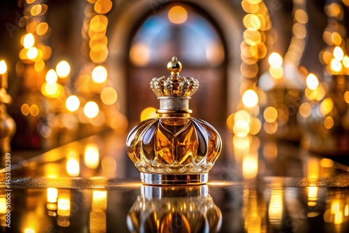 Wallpaper Mural Luxurious Crystal Perfume Bottle with Gold Crown Cap - Drone Aerial View Torontodigital.ca