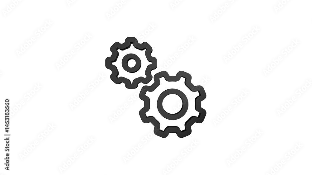 3D rendering rotating gear mechanism wheel for teamwork success and technology concept. gears 4k animation on black, white, blue and green background 3D rendering rotating gear mechanism wheel for teamwork success and technology concept. gears 4k animation on black, white, blue and green background