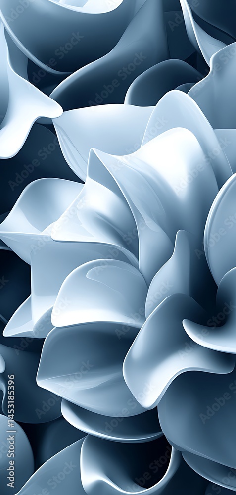 Obraz premium Sophisticated Abstract Swirls in Shades of Blue and White Background