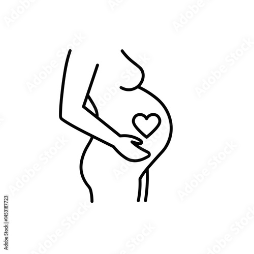 Pregnant silhouette showing love for unborn child  