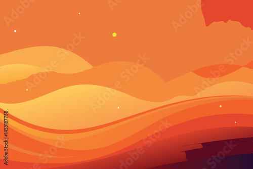 Abstract warm gradient in orange and red hues, flowing wave patterns create a tranquil and dynamic visual effect, perfect for background designs