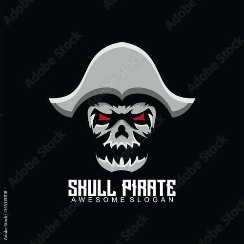skull pirate logo design mascot