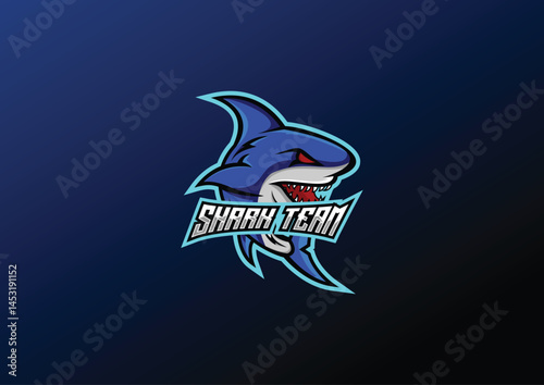 illustration shark angry esport logo for team squad