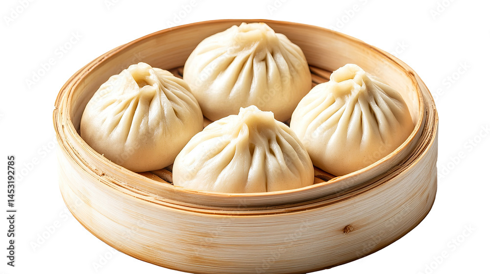 Baozi (Steamed Buns) isolated in White background ,Transparent Background ,Food image Baozi (Steamed Buns) isolated in White background ,Transparent Background ,Food image