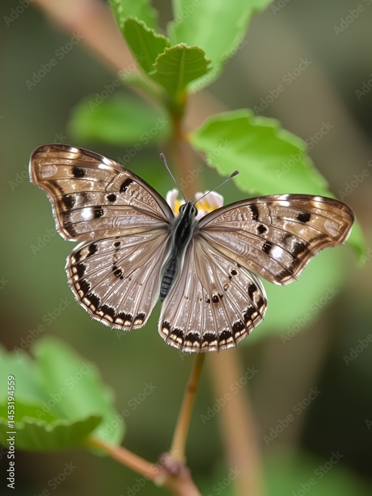 Obraz premium Butterfly from the Taiwan (Hypolycaena kina inari (Wileman, 1908) ) Taiwan black star small gray butterfly